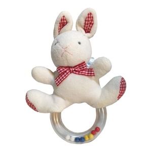 Vintage Carter's Just One Year by Prestige White Rabbit Ring Rattle Gingham Ears